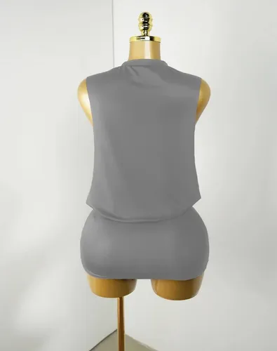 Grey white star short dress