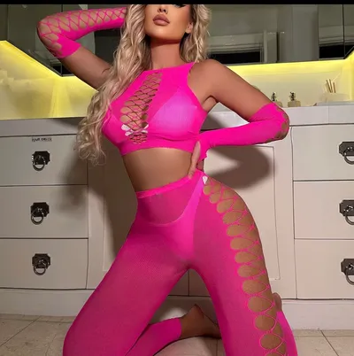 Pink two piece body fishnet