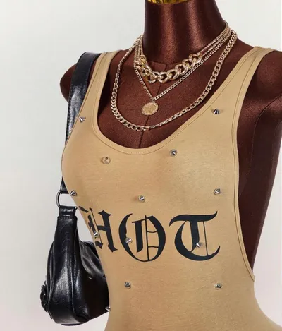 Hot brown short jumpsuit