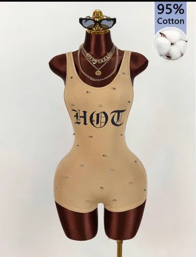 Hot brown short jumpsuit