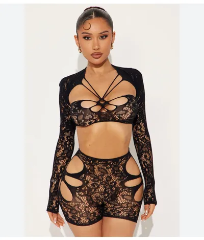 Tow piece body fishnet shorts and top