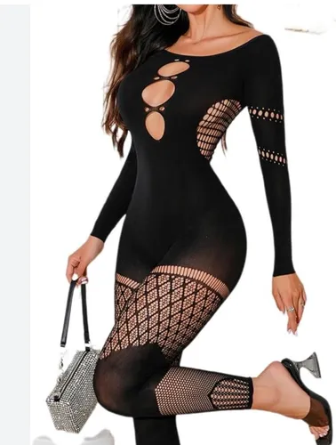 Long sleeve fishnet jumpsuit