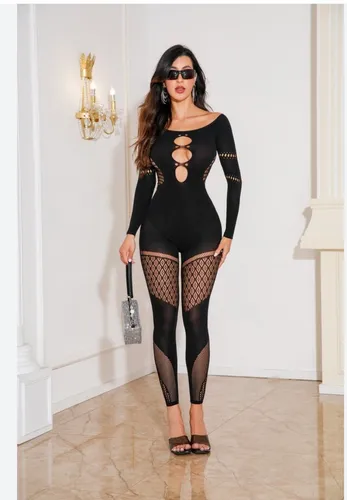 Long sleeve fishnet jumpsuit