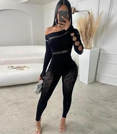 Long sleeve Fishnet jumpsuit