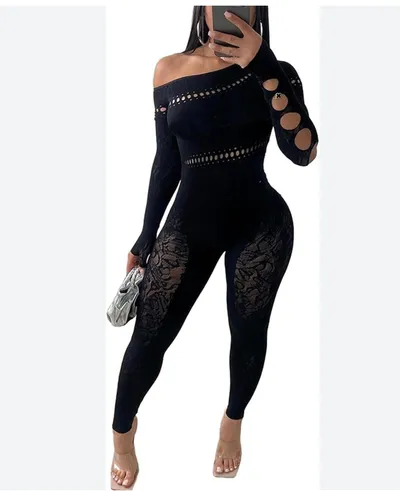 Long sleeve Fishnet jumpsuit