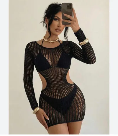 Body fishnet dress short
