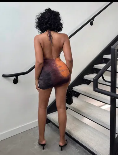 Body con backless tie-dye short dress