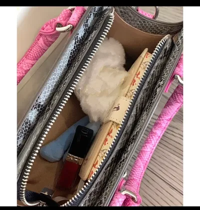 Pink and silver handbag