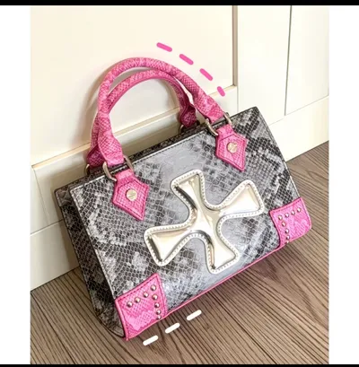 Pink and silver handbag