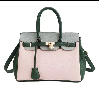Pink and green formal handbag